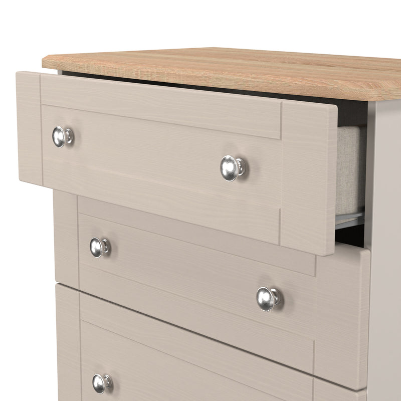 Tutbury Ready Assembled 4 Drawer Deep Chest in Kashmir Ash & Bardolino Oak