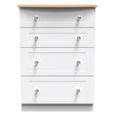 Tutbury Ready Assembled 4 Drawer Deep Chest in White Ash & Bardolino Oak