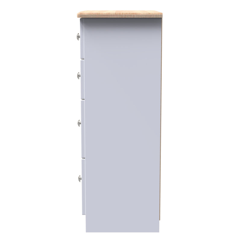 Tutbury Ready Assembled 4 Drawer Deep Chest in White Ash & Bardolino Oak