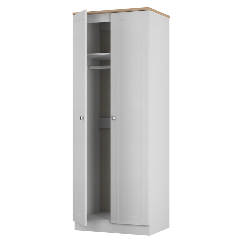 Tutbury Ready Assembled 2 Door Wardrobe in Grey Ash & Bardolino Oak