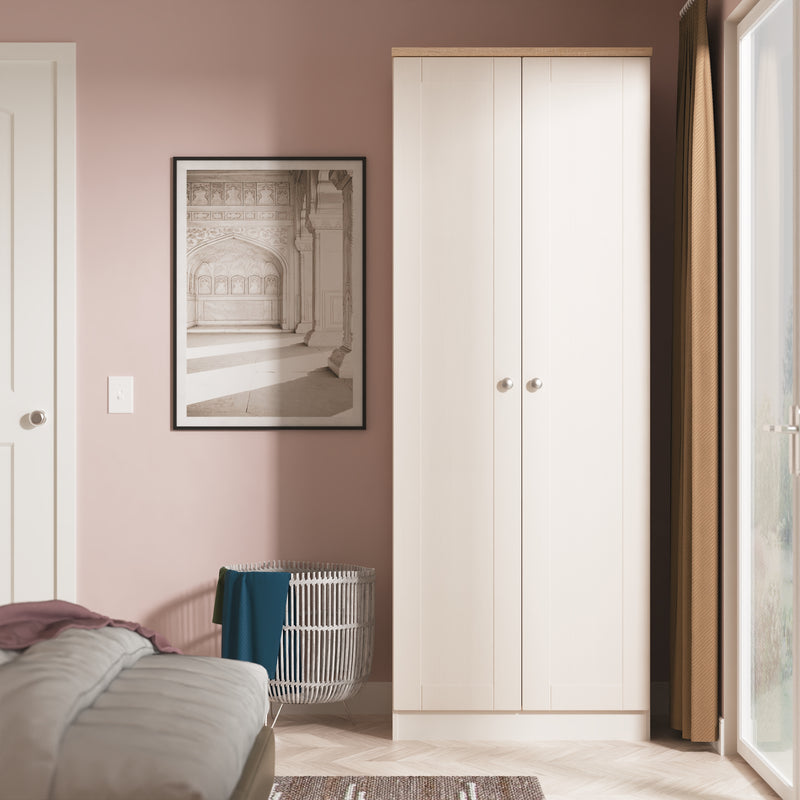 Tutbury Ready Assembled 2 Door Wardrobe in Kashmir Ash & Bardolino Oak