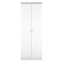 Tutbury Ready Assembled 2 Door Wardrobe in White Ash & Bardolino Oak