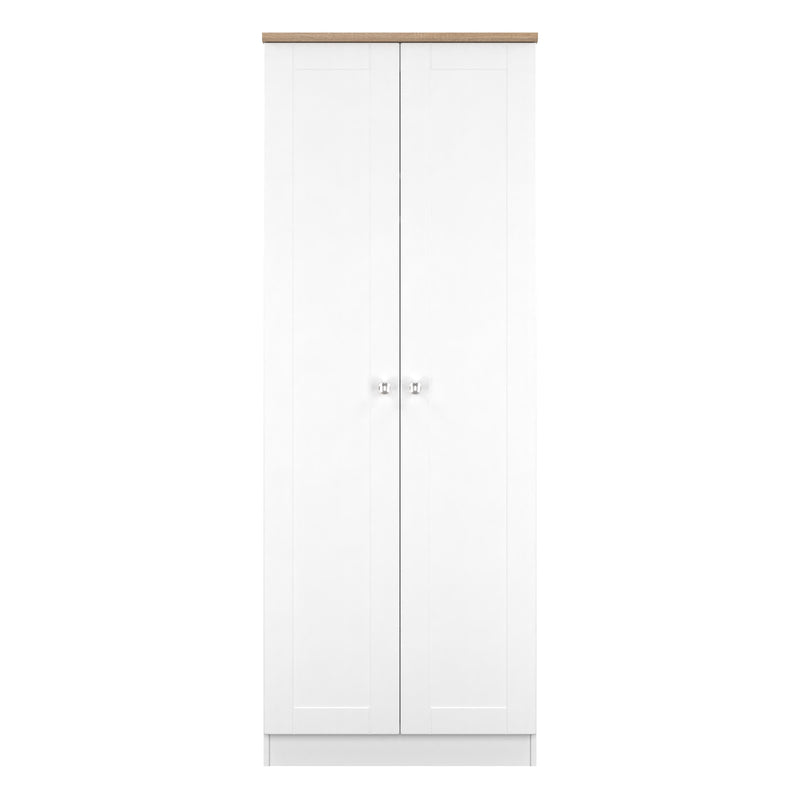Tutbury Ready Assembled 2 Door Wardrobe in White Ash & Bardolino Oak