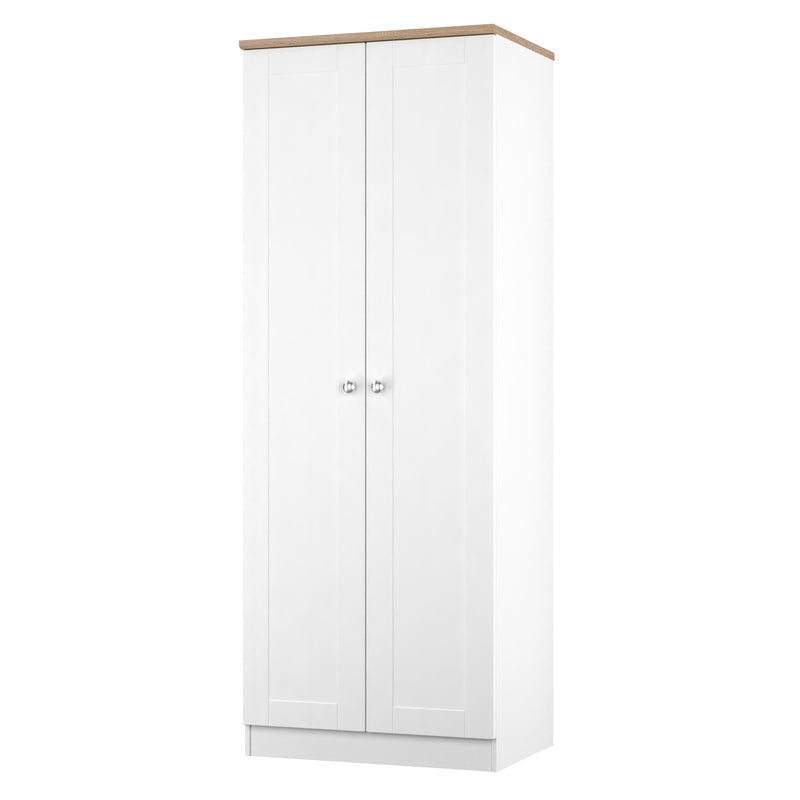 Tutbury Ready Assembled 2 Door Wardrobe in White Ash & Bardolino Oak