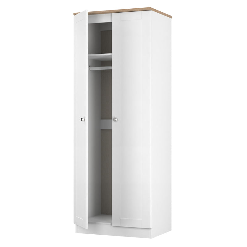 Tutbury Ready Assembled 2 Door Wardrobe in White Ash & Bardolino Oak
