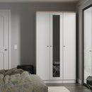 Tutbury Ready Assembled Tall Triple Mirror Wardrobe in Grey Ash & Bardolino Oak
