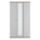 Tutbury Ready Assembled Tall Triple Mirror Wardrobe in Grey Ash & Bardolino Oak
