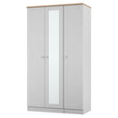 Tutbury Ready Assembled Tall Triple Mirror Wardrobe in Grey Ash & Bardolino Oak