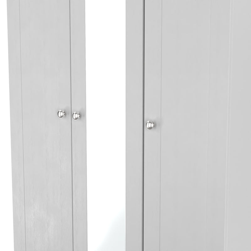 Tutbury Ready Assembled Tall Triple Mirror Wardrobe in Grey Ash & Bardolino Oak