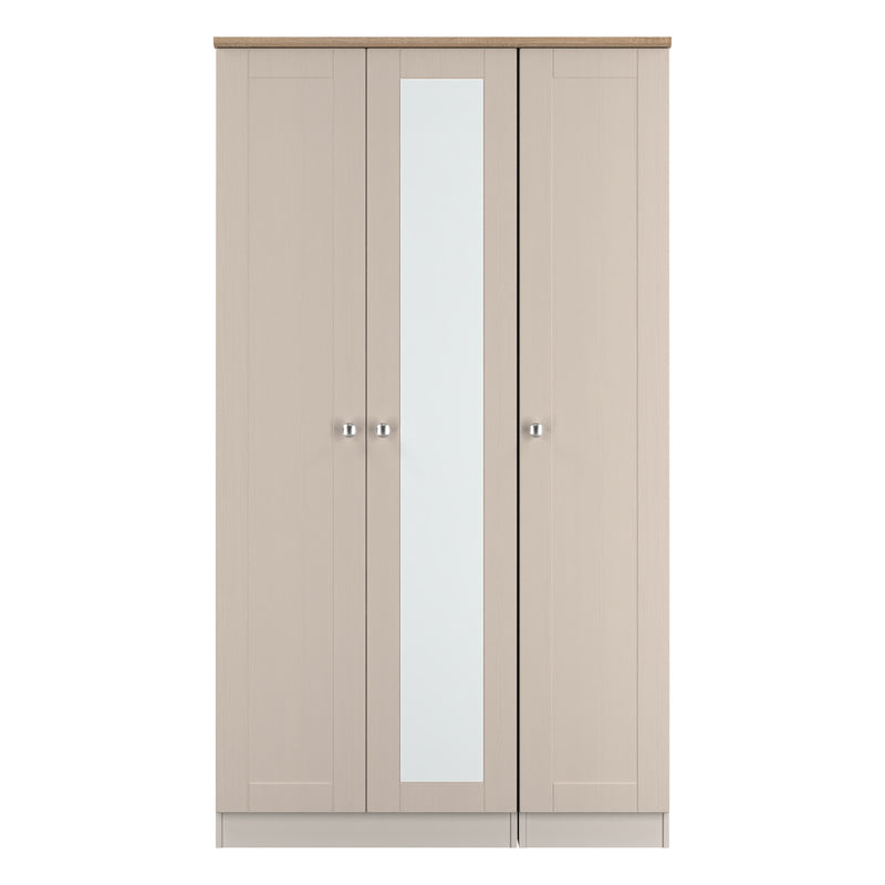 Tutbury Ready Assembled Tall Triple Mirror Wardrobe in Kashmir Ash & Bardolino Oak