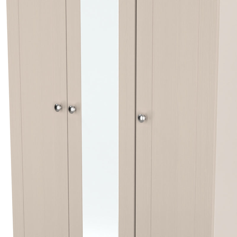 Tutbury Ready Assembled Tall Triple Mirror Wardrobe in Kashmir Ash & Bardolino Oak