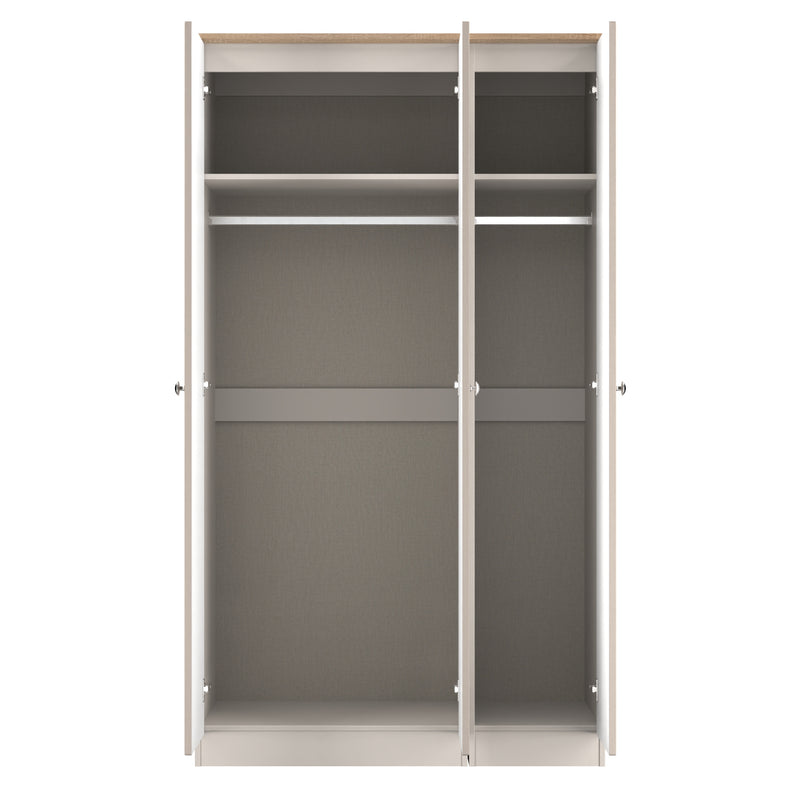 Tutbury Ready Assembled Tall Triple Mirror Wardrobe in Kashmir Ash & Bardolino Oak