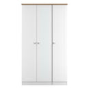 Tutbury Ready Assembled Tall Triple Mirror Wardrobe in White Ash & Bardolino Oak