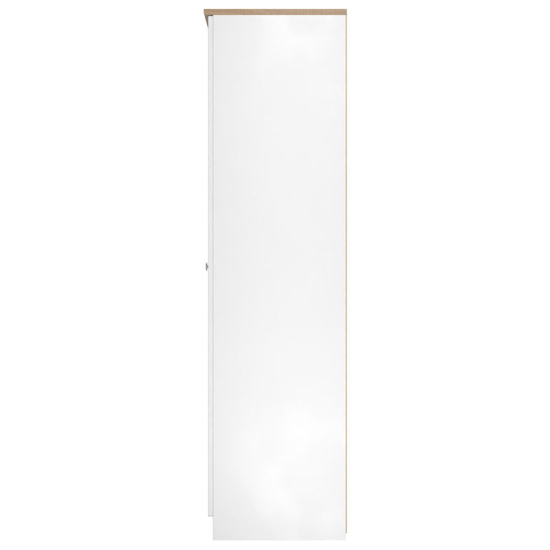 Tutbury Ready Assembled Tall Triple Mirror Wardrobe in White Ash & Bardolino Oak