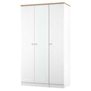 Tutbury Ready Assembled Tall Triple Mirror Wardrobe in White Ash & Bardolino Oak