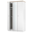 Tutbury Ready Assembled Tall Triple Mirror Wardrobe in White Ash & Bardolino Oak