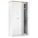 Tutbury Ready Assembled Tall Triple Mirror Wardrobe in White Ash & Bardolino Oak