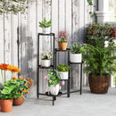 Outsunny 3 Tier Foldable Corner Plant Stand for Indoor Outdoor, Black