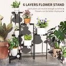 Outsunny 3 Tier Foldable Corner Plant Stand for Indoor Outdoor, Black