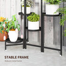 Outsunny 3 Tier Foldable Corner Plant Stand for Indoor Outdoor, Black