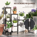 Outsunny 3 Tier Foldable Corner Plant Stand for Indoor Outdoor, Black