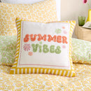 Fusion Summer Vibes Slogan Filled Cushion in Multi