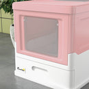 PawHut Hooded Cat Litter Box, Pet Toilet w/ Scoop, Tray - Pink