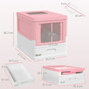 PawHut Hooded Cat Litter Box, Pet Toilet w/ Scoop, Tray - Pink