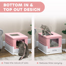 PawHut Hooded Cat Litter Box, Pet Toilet w/ Scoop, Tray - Pink