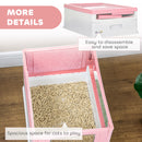 PawHut Hooded Cat Litter Box, Pet Toilet w/ Scoop, Tray - Pink