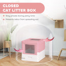 PawHut Hooded Cat Litter Box, Pet Toilet w/ Scoop, Tray - Pink
