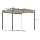 Outsunny 3 X 3(m) Aluminium Garden Pergola With Retractable Roof, Natural