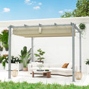 Outsunny 3 X 3(m) Aluminium Garden Pergola With Retractable Roof, Natural