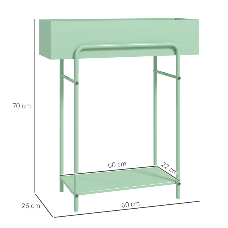 Outsunny 2 Tier Plant Stand, Metal Plant Rack with Drain Holes, Green