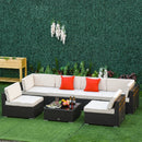 Outsunny Outdoor Rattan Furniture Sectional Sofa Set 7 Piece - Brown & Cream