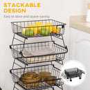 HOMCOM 5 Tier Storage Trolley Cart Vegetable Rack with Wheels for Kitchen
