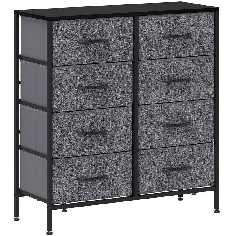 HOMCOM 8 Drawer Fabric Chest of Drawers w/ Wooden Top for Hallway