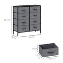 HOMCOM 8 Drawer Fabric Chest of Drawers w/ Wooden Top for Hallway