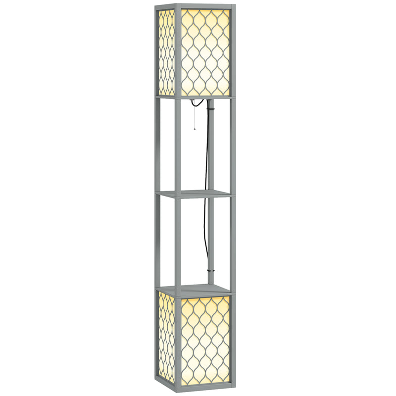 HOMCOM 2-Light Modern Floor Lamp with Shelves for Living Room, Bedroom
