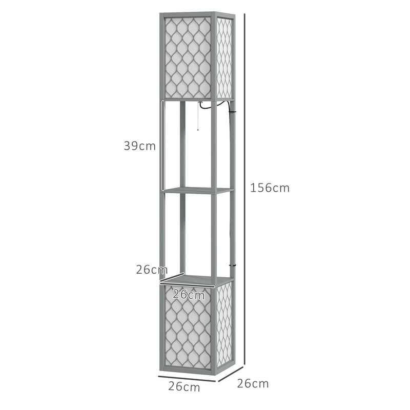 HOMCOM 2-Light Modern Floor Lamp with Shelves for Living Room, Bedroom