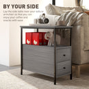 HOMCOM Narrow End Table, Sofa Side Table with 2 Drawers Storage Shelf, Grey