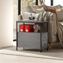 HOMCOM Narrow End Table, Sofa Side Table with 2 Drawers Storage Shelf, Grey