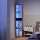 HOMCOM RGB LED Floor Lamp with Shelves and Remote Control for Living Room