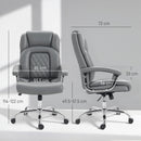 HOMCOM Office Chair 180kg, High Back Desk Chair with Spring Cushion, Grey