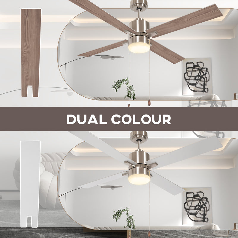HOMCOM Mounting Reversible Ceiling Fan with Light, Pull-chain