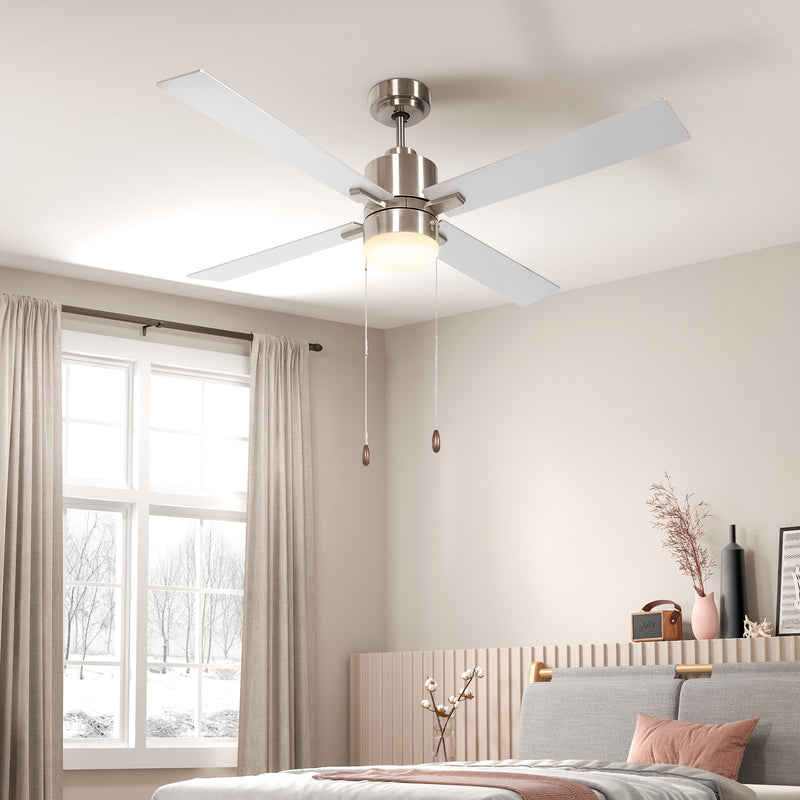 HOMCOM Mounting Reversible Ceiling Fan with Light, Pull-chain