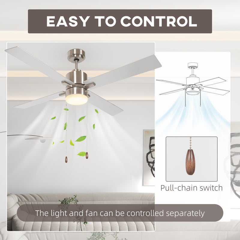 HOMCOM Mounting Reversible Ceiling Fan with Light, Pull-chain