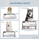 PawHut Height Adjustable Dog Feeding Storage w/ 2 Stainless Steel Bowls