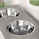 PawHut Height Adjustable Dog Feeding Storage w/ 2 Stainless Steel Bowls