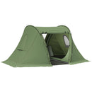 Outsunny 3 Man Camping Tent With 2 Bedrooms, 3000mm Waterproof - Dark Grey/Green